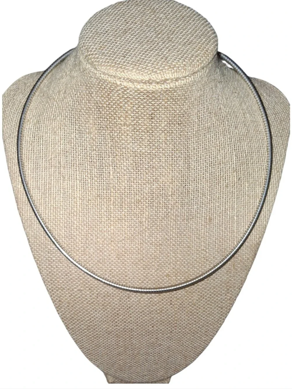 Silvertone Necklace Semi Rigid Choker Collar Unbranded